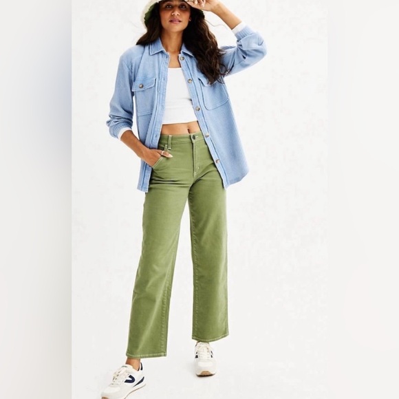 SO Women's Oversized Corduroy Button-Down Shacket Blue Size M NWT - Picture 2 of 8